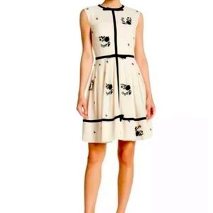 Ted Baker Cream & Black Floral Embroidery Ribbon Livy Dress Size 5 (XL/US 12)
